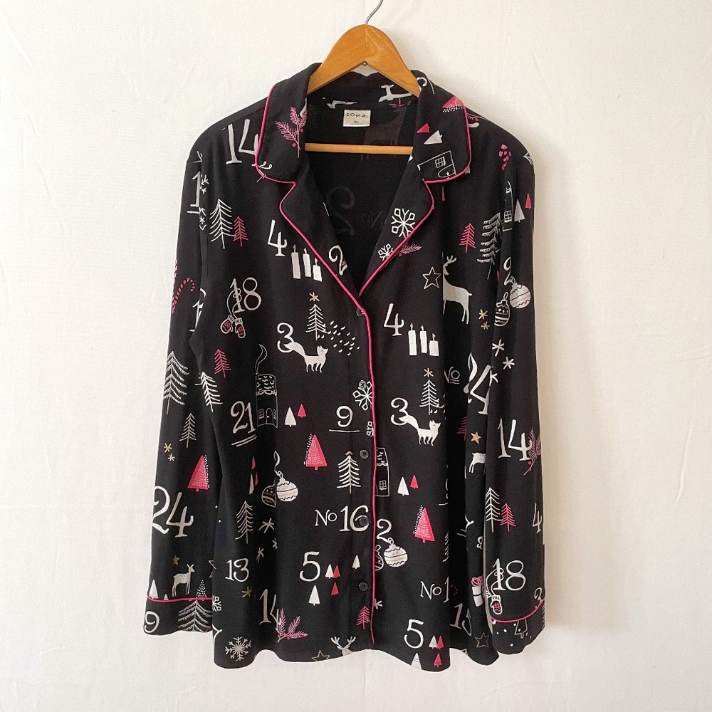 SOMA Women’s Size XL Button Up Long Sleeve Pajama Top